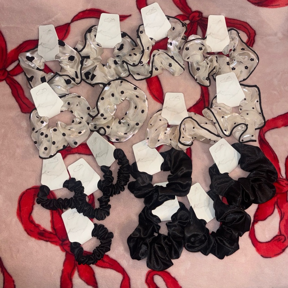 16pc satin and chiffon scrunchie mix